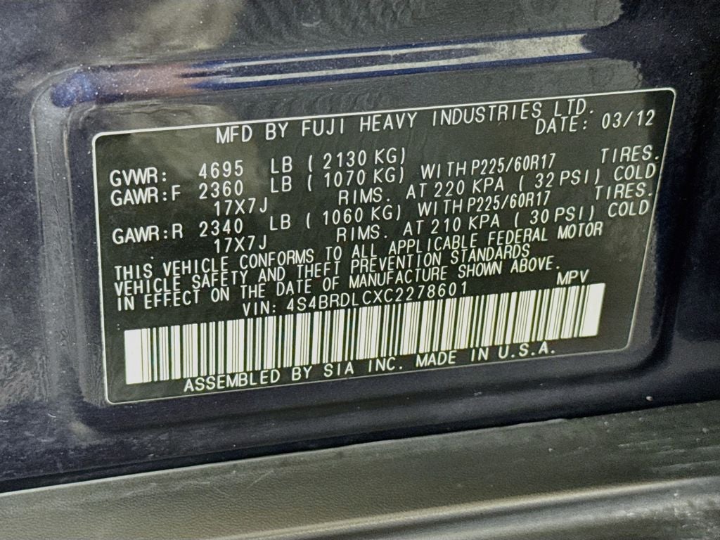 2012 Subaru Outback 3.6R Limited
