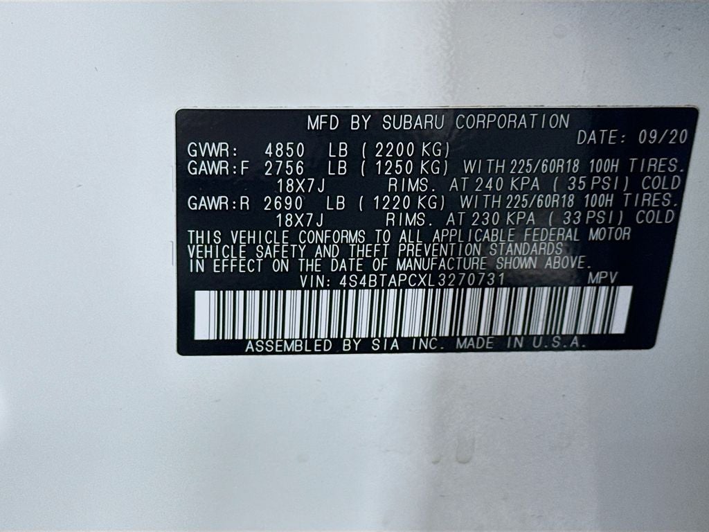 2020 Subaru Outback Touring